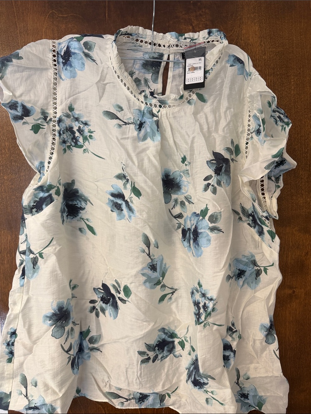 City Chic White Blouse with Blue Floral Print
